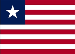 [ai] The flag of Liberia featuring alternating red and white stripes, with a dark blue rectangle in the upper left corner containing a white star.